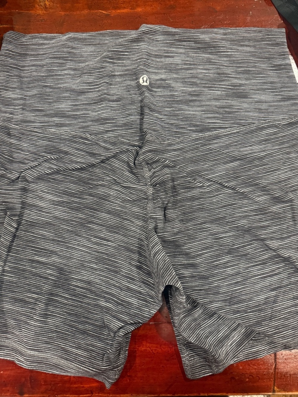 lululemon athletica Navy and White Striped Bike Shorts